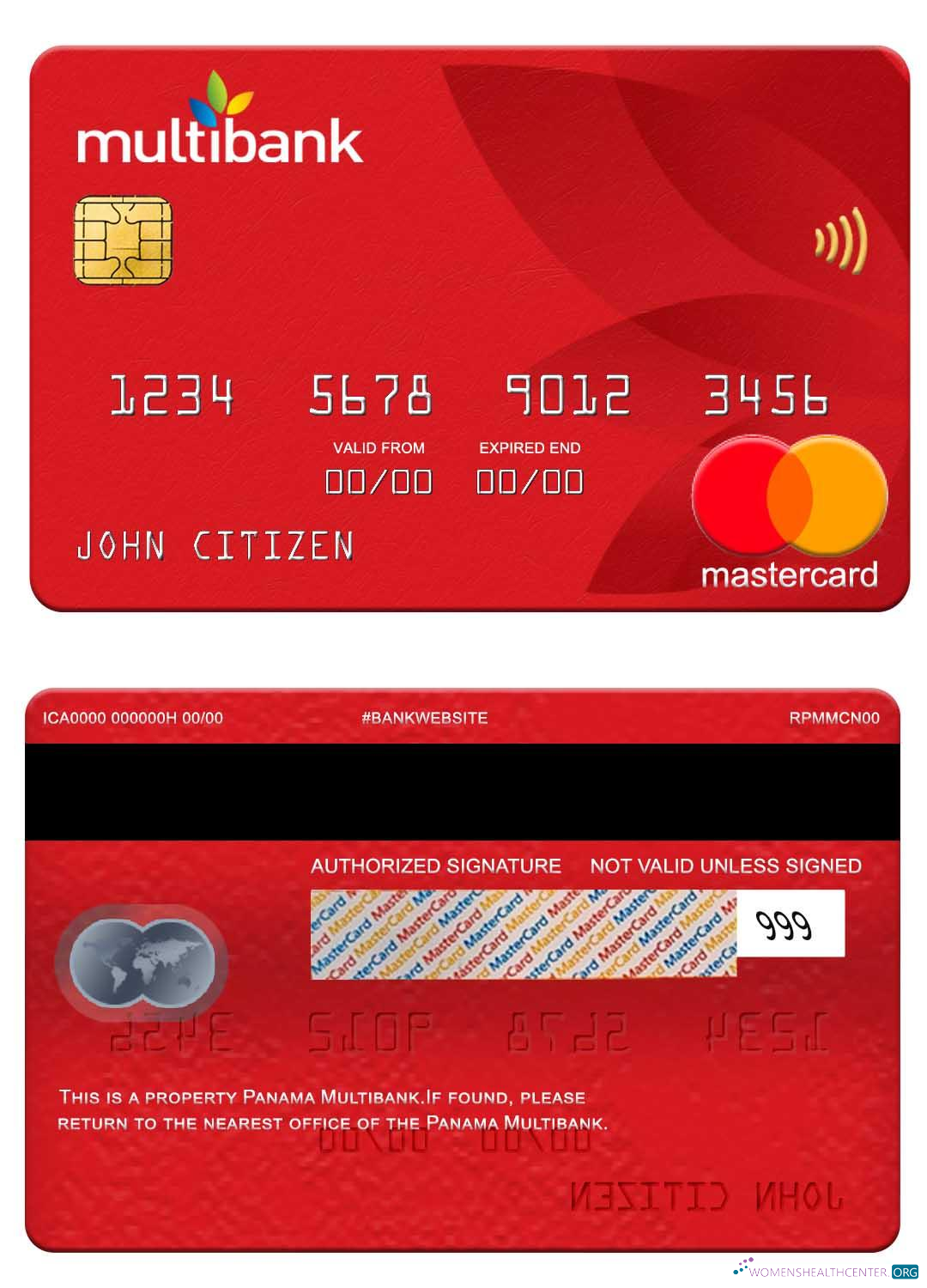 Download Panama Multibank mastercard Photoshop template